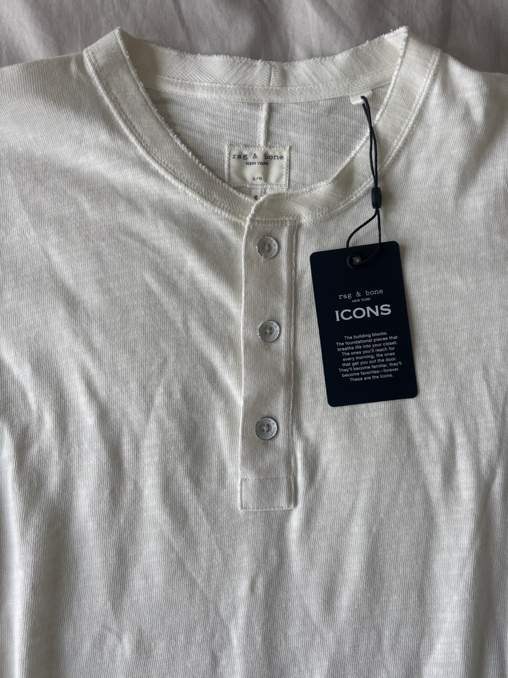 Rag & Bone White Classic Henley Size Large New With Tags
